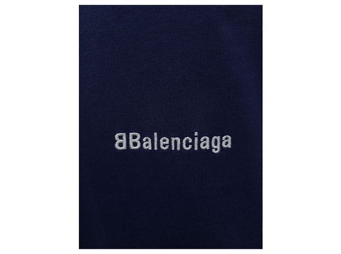 Balenciaga Blaues T-Shirt mit BB Lettering Sticklogo - Ansicht 3
