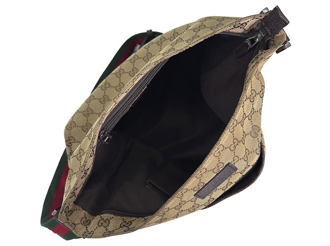 Gucci Borsa a tracolla a righe jacquard logo GG Marrone - vista 11