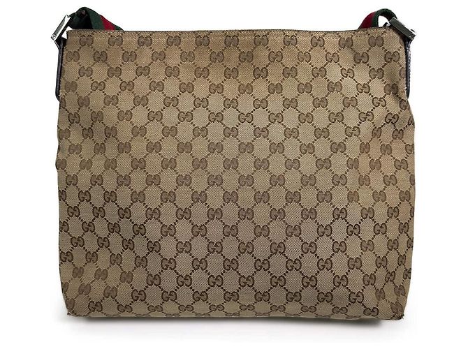 Gucci Borsa a tracolla a righe jacquard logo GG Marrone - vista 5