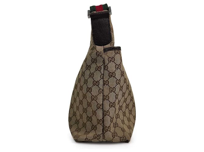 Gucci Borsa a tracolla a righe jacquard logo GG Marrone - vista 8