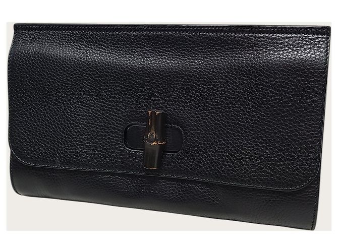 Bamboo Gucci Borsa a pochette Daily in pelle nera con bambù - vista 2