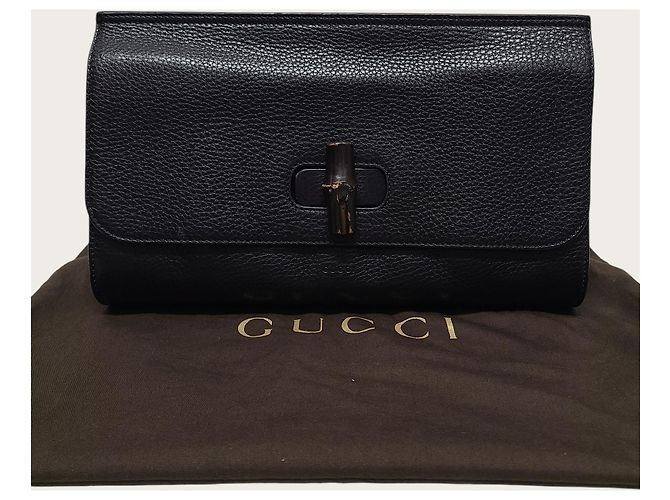 Bamboo Gucci Borsa a pochette Daily in pelle nera con bambù - vista 7