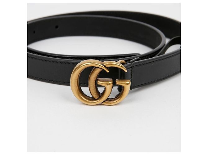 Gucci Ledergürtel mit GG-Schnalle Schwarz Antikmessing - Ansicht 3