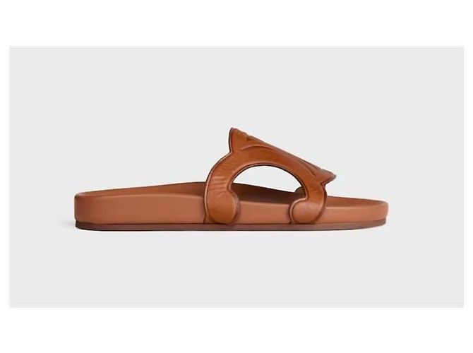 Céline Ciabatte Triomphe Beige in pelle di vitello conciata - vista 2