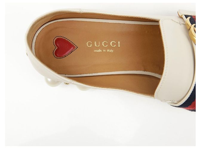 Gucci Mid Heel Leder-Loafer Ivory - Ansicht 15
