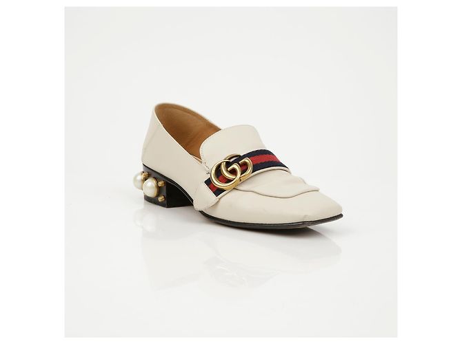 Gucci Mid Heel Leder-Loafer Ivory - Ansicht 2
