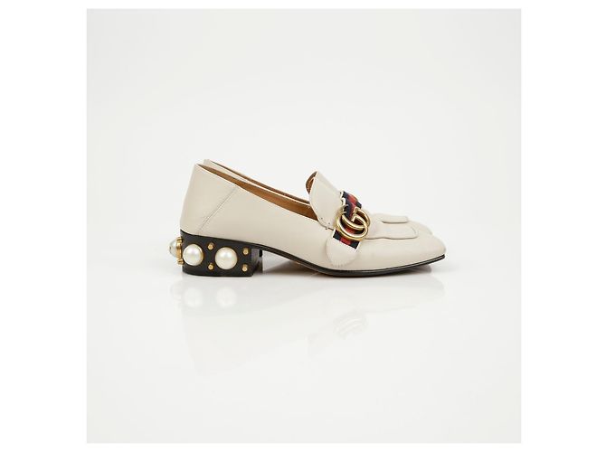 Gucci Mid Heel Leder-Loafer Ivory - Ansicht 3