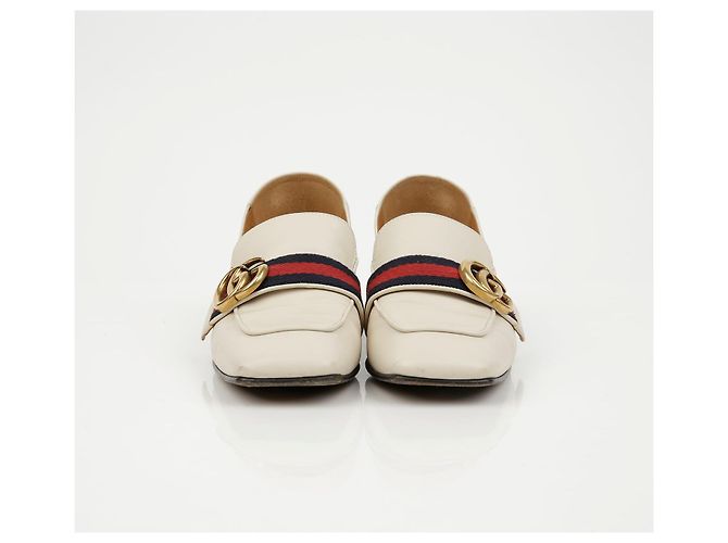 Gucci Mid Heel Leder-Loafer Ivory - Ansicht 5