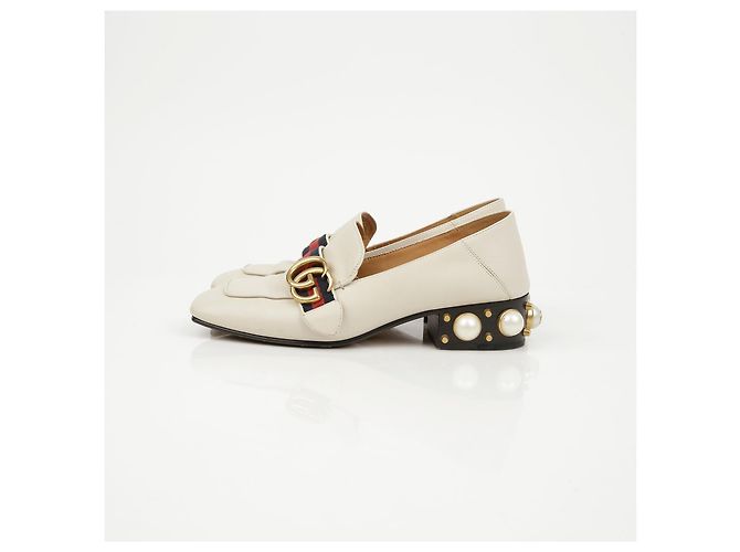 Gucci Mid Heel Leder-Loafer Ivory - Ansicht 7