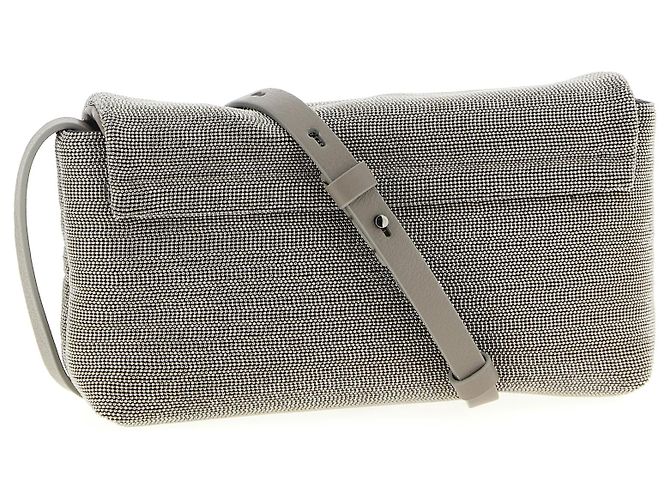 Brunello Cucinelli Clutch in pelle argento - vista 2