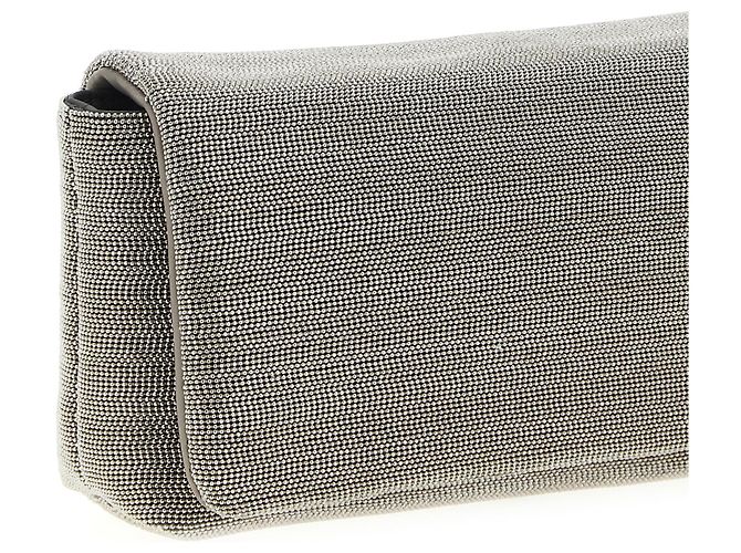 Brunello Cucinelli Clutch in pelle argento - vista 3