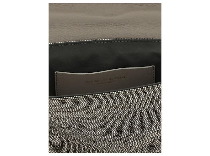 Brunello Cucinelli Clutch in pelle argento - vista 4