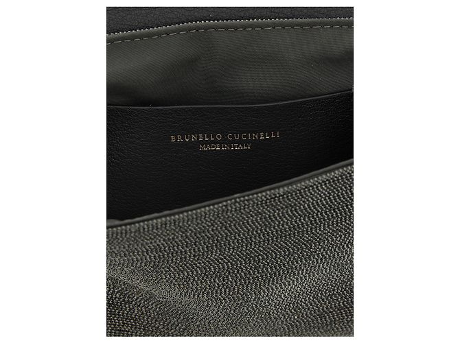Brunello Cucinelli Clutch in pelle nera - vista 4