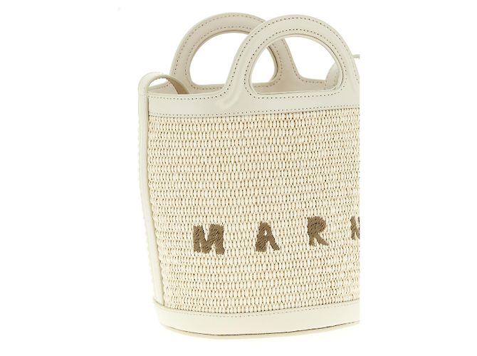 Marni Small Tropicalia Borsa a secchiello bianca - vista 3