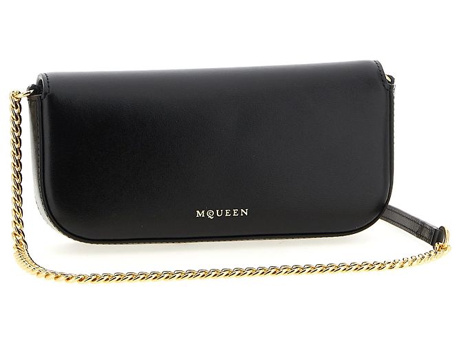 Alexander Mcqueen Borsa a tracolla in pelle di vitello nera - vista 2