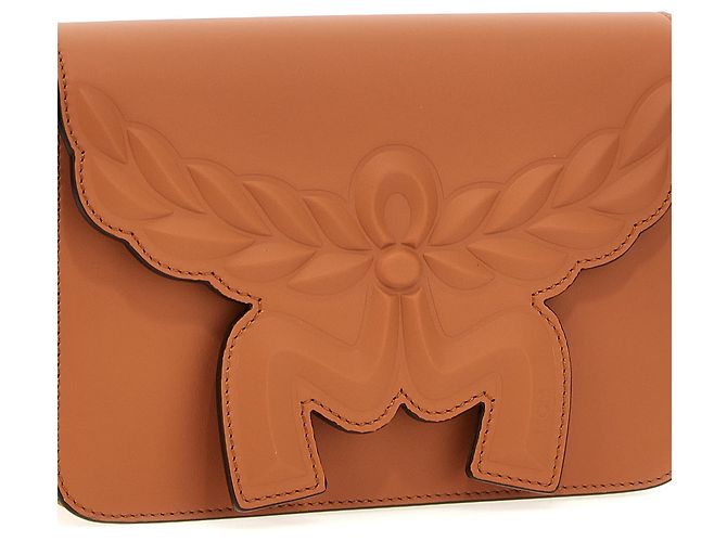 MCM Borsa a tracolla in pelle di vitello marrone - vista 3