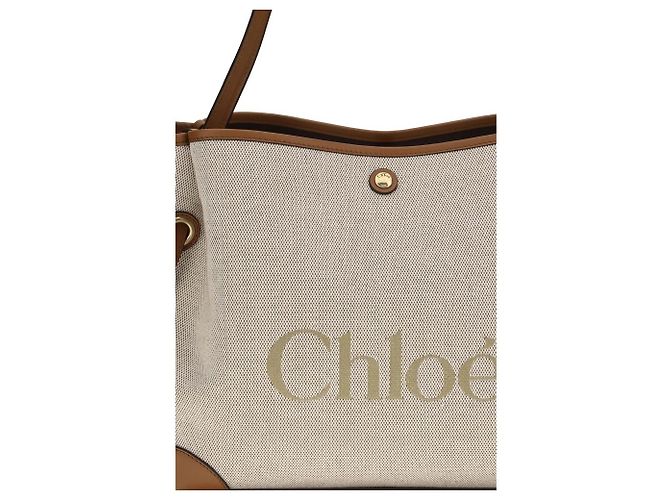 Chloé Bolsa de ombro em algodão bege - vista 4
