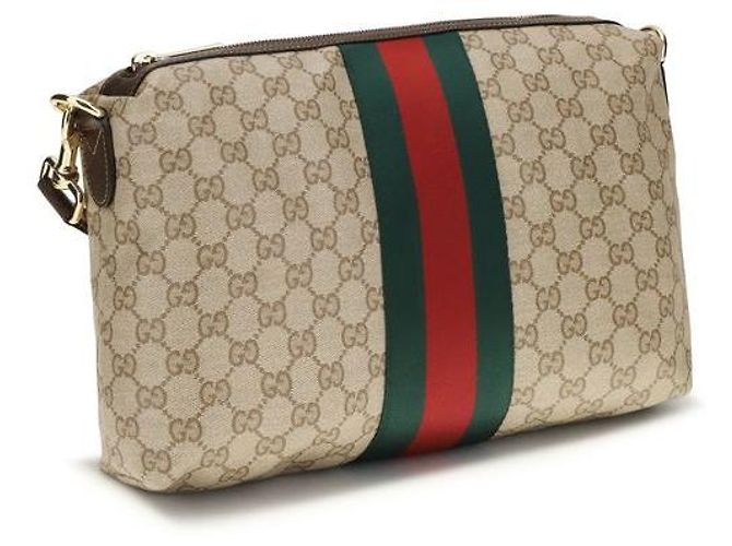 Gucci Borsa a tracolla in tessuto beige - vista 2