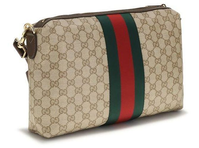 Gucci Borsa a tracolla in tessuto beige - vista 3