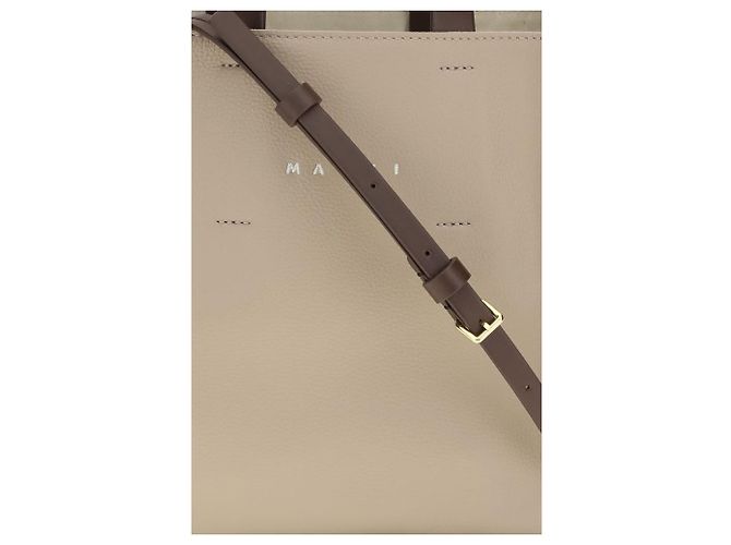 Marni Borsa Bos Taurus in pelle di vitello beige - vista 4