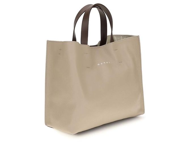 Marni Borsa a tracolla Bos Taurus in pelle di vitello beige - vista 2