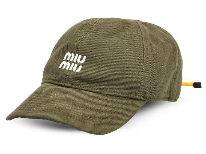 Miu Miu Denim Baseball Cap Waldgrün Gelb - Ansicht 3