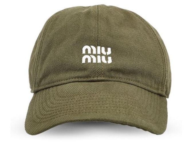Miu Miu Denim Baseball Cap Waldgrün Gelb - Ansicht 4
