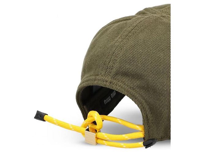 Miu Miu Denim Baseball Cap Waldgrün Gelb - Ansicht 6