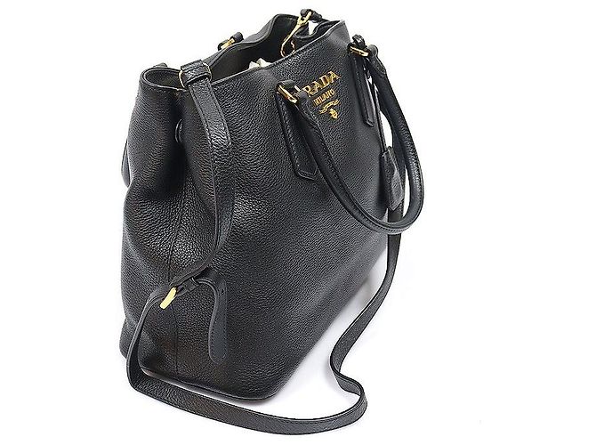 Prada Black Vitello Phoenix Lettering Logo - vista 3