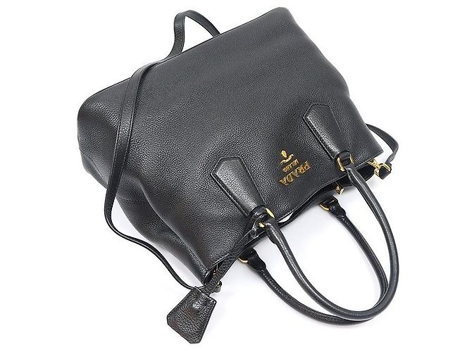 Prada Black Vitello Phoenix Lettering Logo - vista 4