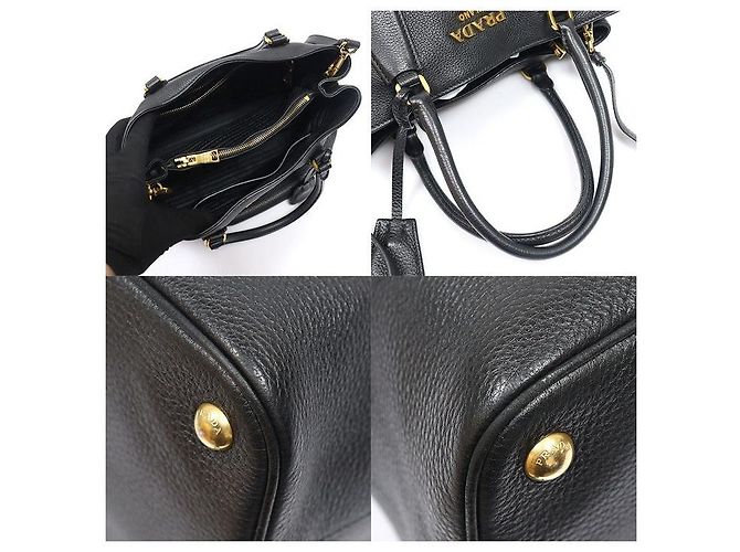 Prada Black Vitello Phoenix Lettering Logo - vista 6