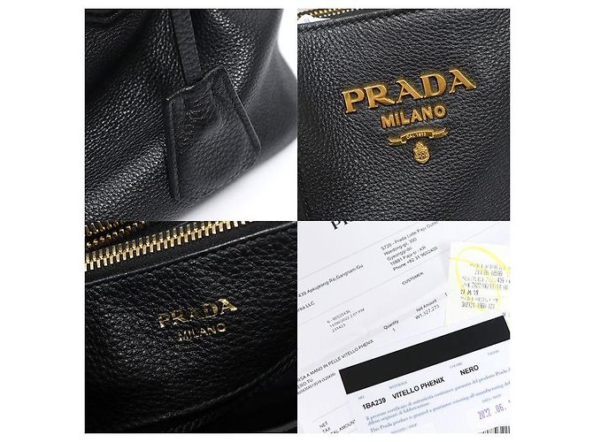 Prada Black Vitello Phoenix Lettering Logo - vista 7