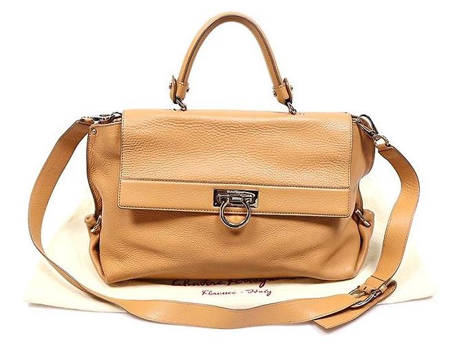 Salvatore Ferragamo Brown Calfskin Gancini Sofia Large - vista 2