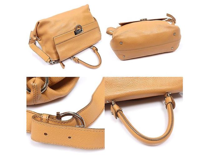 Salvatore Ferragamo Brown Calfskin Gancini Sofia Large - vista 5