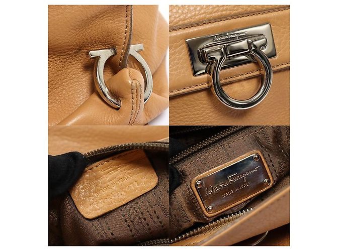 Salvatore Ferragamo Brown Calfskin Gancini Sofia Large - vista 7