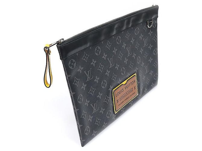 Louis Vuitton Pochette Discovery GM Clutch in canvas Monogram Eclipse - vista 2