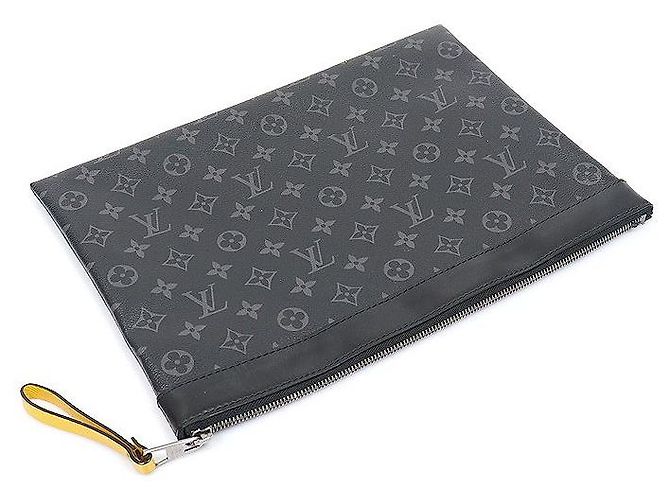 Louis Vuitton Pochette Discovery GM Clutch in canvas Monogram Eclipse - vista 4