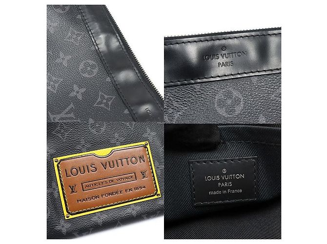 Louis Vuitton Pochette Discovery GM Clutch in canvas Monogram Eclipse - vista 7