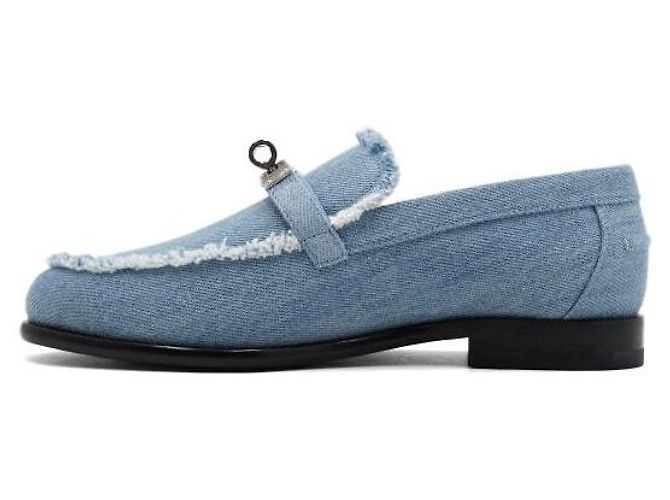 Hermès Mocasines para mujer Blue Denim Kelly Buckle - vista 4