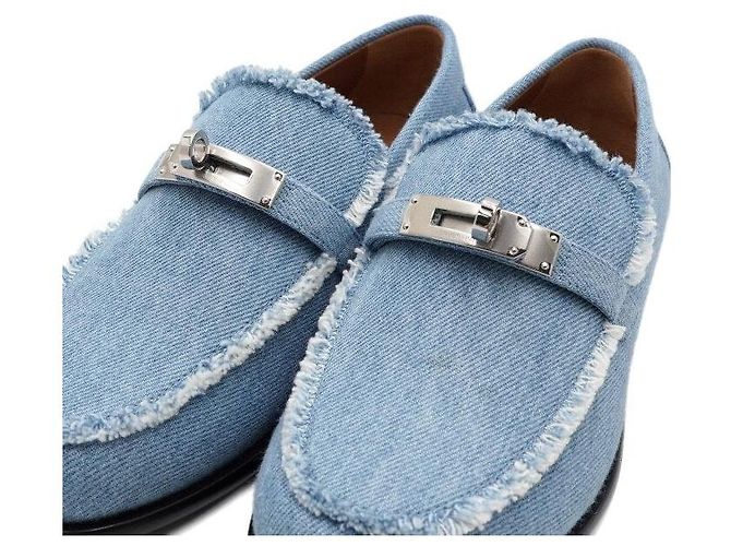 Hermès Mocasines para mujer Blue Denim Kelly Buckle - vista 6