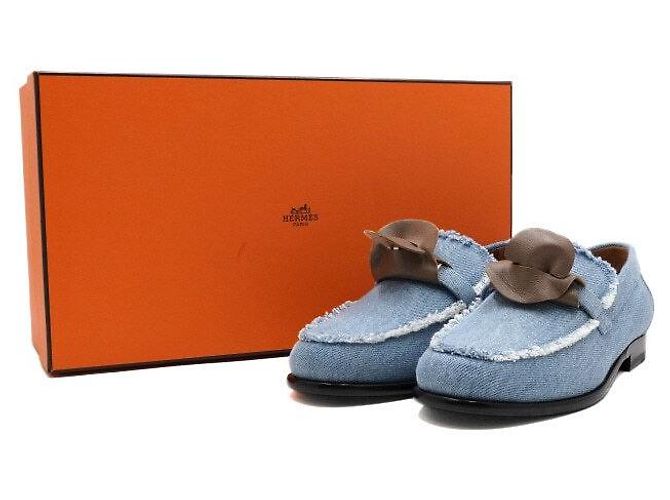 Hermès Mocasines para mujer Blue Denim Kelly Buckle - vista 8