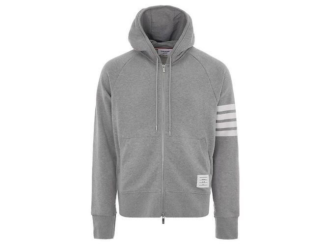 Thom Browne Oversized Zip-Up Hoodie mit klassischen Diagonalstreifen - Ansicht 2