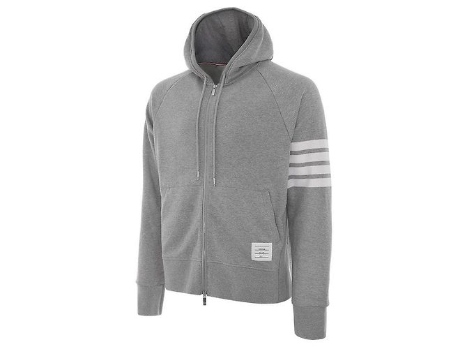Thom Browne Oversized Zip-Up Hoodie mit klassischen Diagonalstreifen - Ansicht 3