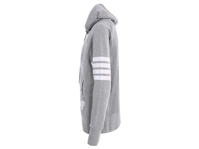 Thom Browne Felpa con cappuccio e zip a righe diagonali classiche - vista 4