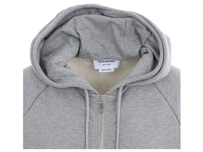 Thom Browne Felpa con cappuccio e zip a righe diagonali classiche - vista 7
