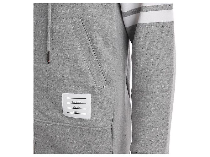 Thom Browne Felpa con cappuccio e zip a righe diagonali classiche - vista 8