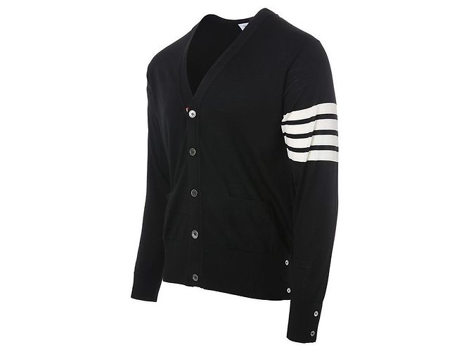 Thom Browne Klassischer Cardigan aus Merinowolle mit diagonalem Armband - Ansicht 3