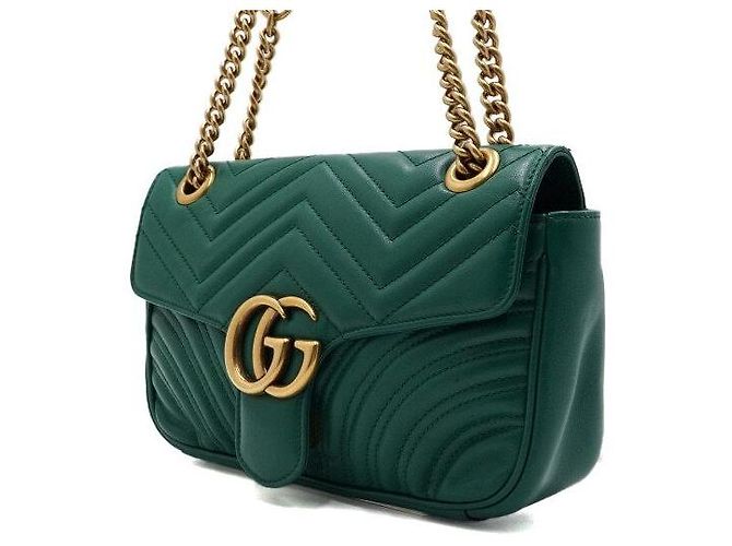 Gucci Borsa a tracolla con catena matelassé chevron verde AABZC - vista 2