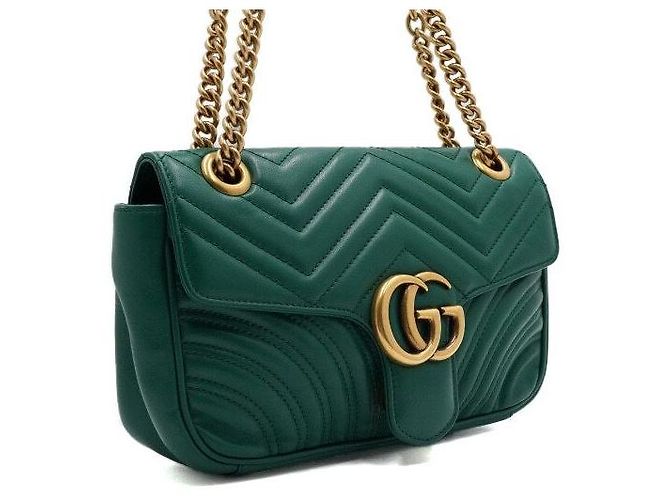 Gucci Borsa a tracolla con catena matelassé chevron verde AABZC - vista 3