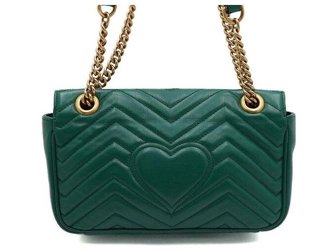 Gucci Borsa a tracolla con catena matelassé chevron verde AABZC - vista 4
